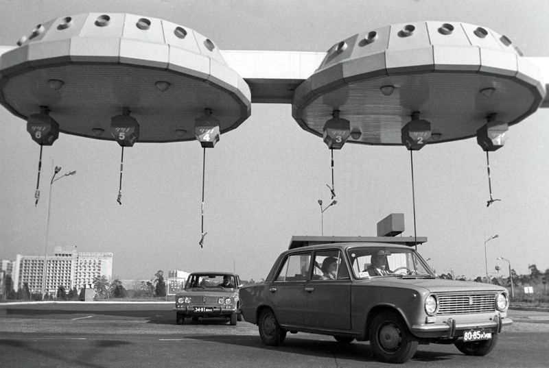 Futuristic gas station in Ukraine, 1979