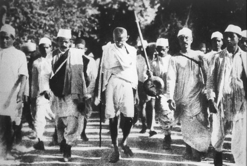 Gandhi on Salt March, 1930