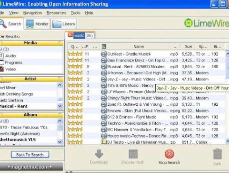 LimeWire Download Screen