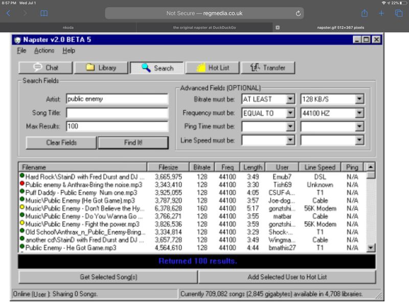 Napster Download Screen