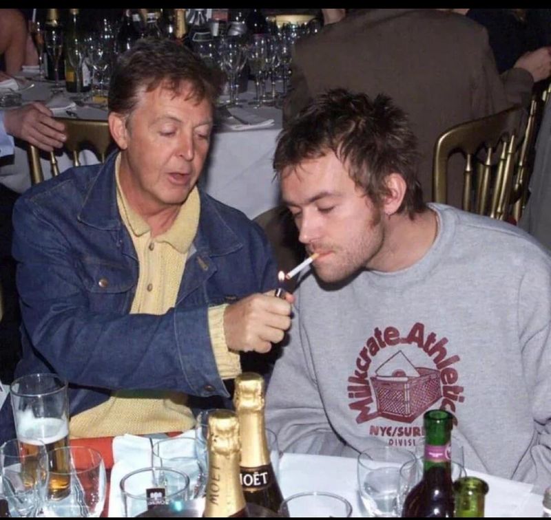 Paul McCartney and Damon Albarn smoking