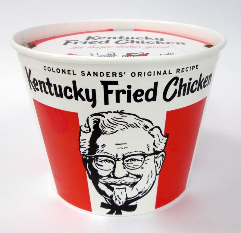 KFC's Striped Bucket with Colonel's Face