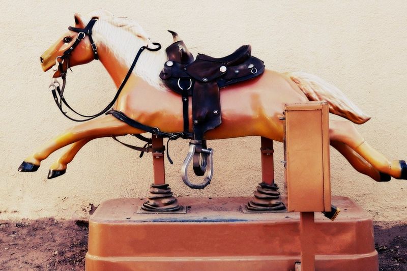 Begging for quarters to ride mechanical animals