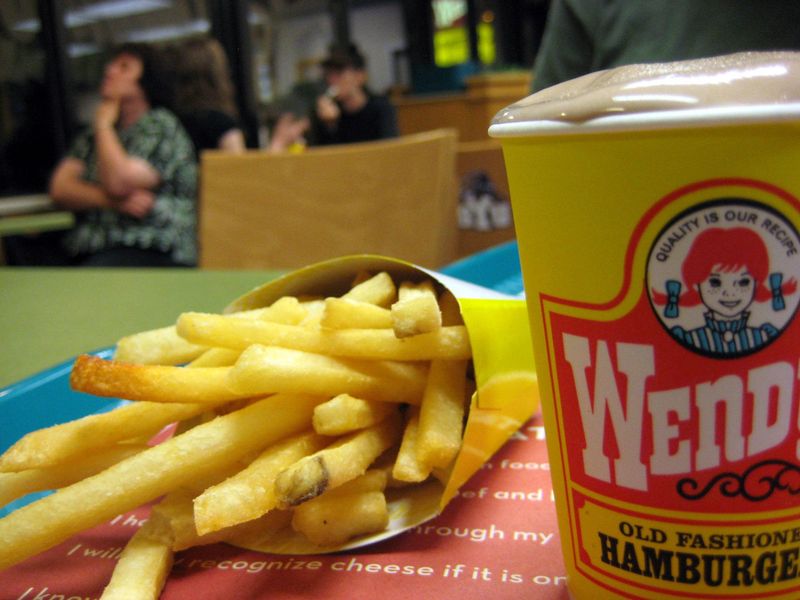 Wendy's Yellow Burger Wrappers with Folded Corners